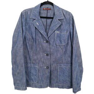 Tea Blazer Womens L Blue Retro Preppy Academia Twee 70's Classic Timeless Casual